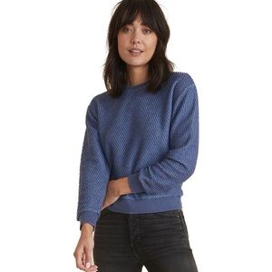 Marine Layer Birdseye Sweatshirt Womens Small Blue Textured Cozy Casual Pullover